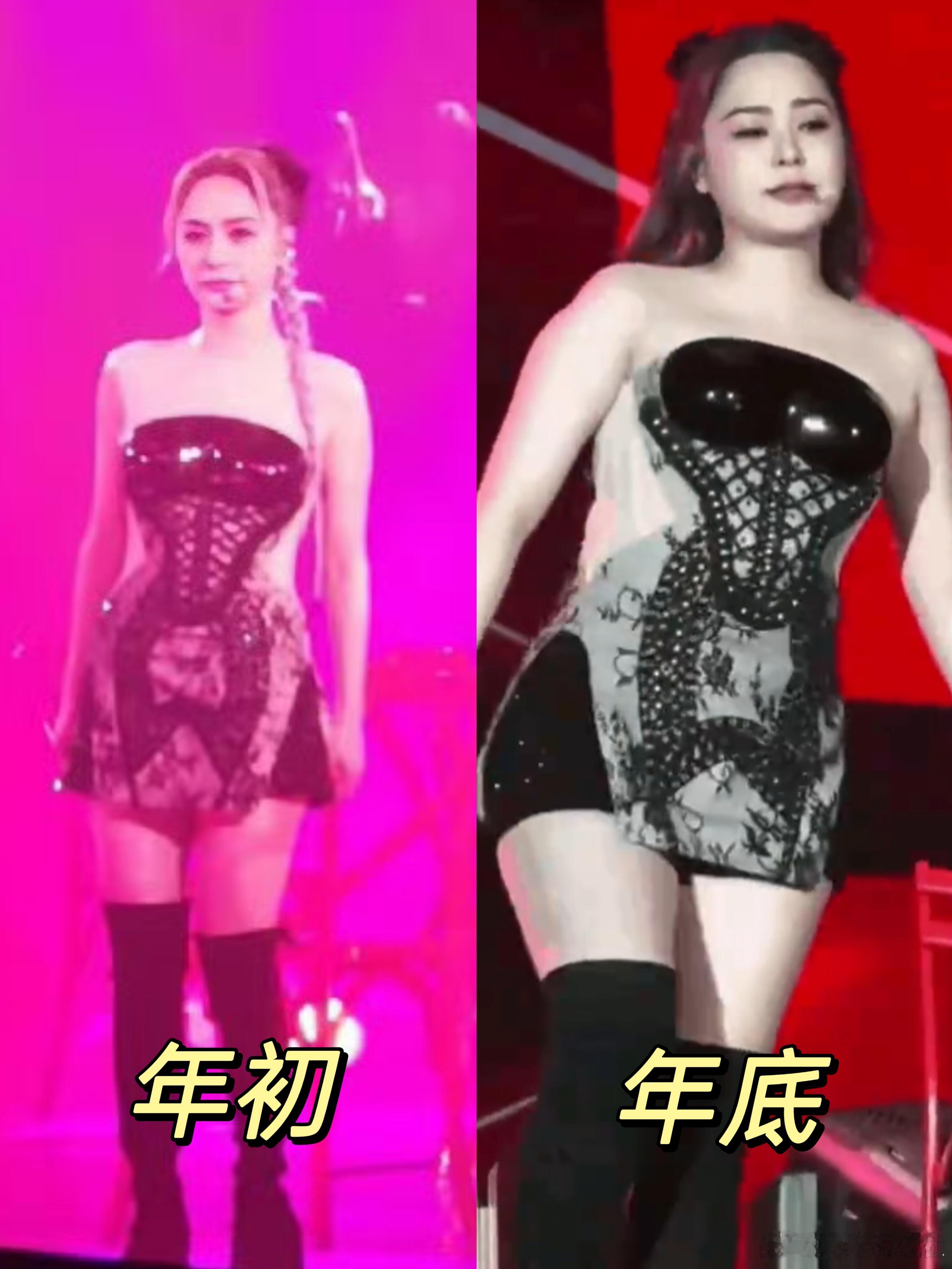 阿娇同一件衣服，年初穿和年底穿居然差那么多 