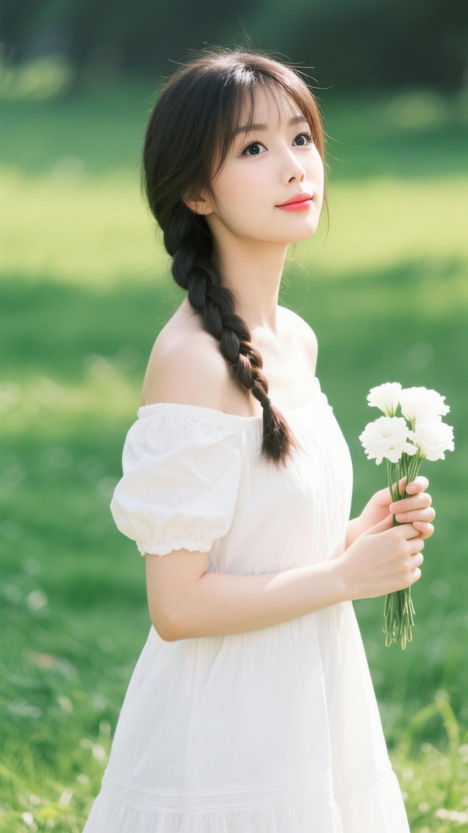 🌿 森系治愈风（适合小红书/文艺风）
把春天藏进白裙，
在风里，遇见温柔的自己