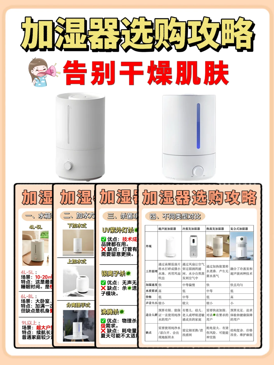 🌟加湿器选购攻略｜告别干燥肌💨