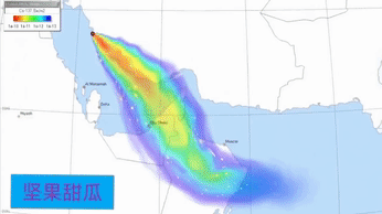 外媒发布一个动态图，展示如果美国和以色列攻击伊朗布什尔核电站，一旦出事，辐射可能
