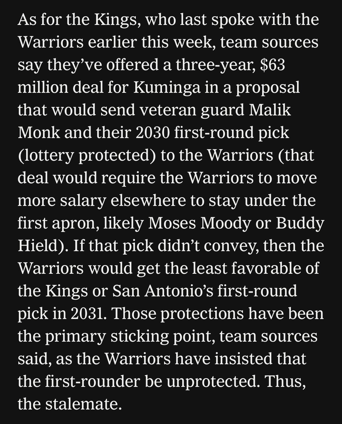 如果你是勇士队，你会做这笔交易吗[吃瓜]马利克蒙克 (Malik Monk) 和