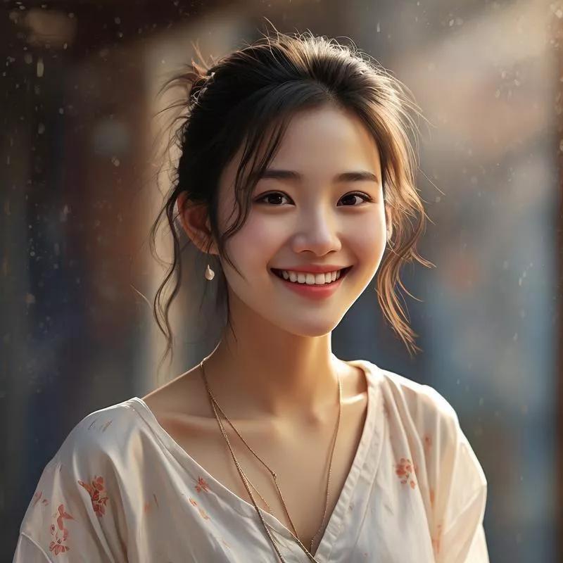 雨中微笑，少女心爆棚美少女的微笑 甜美微笑写真 知性微笑动景 清透微笑图 粉裙微