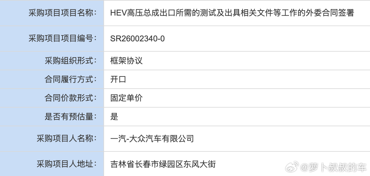 从招标信息来看，一汽大众看来是要进入油电混动汽车市场，并且要面向全球市场，一汽大