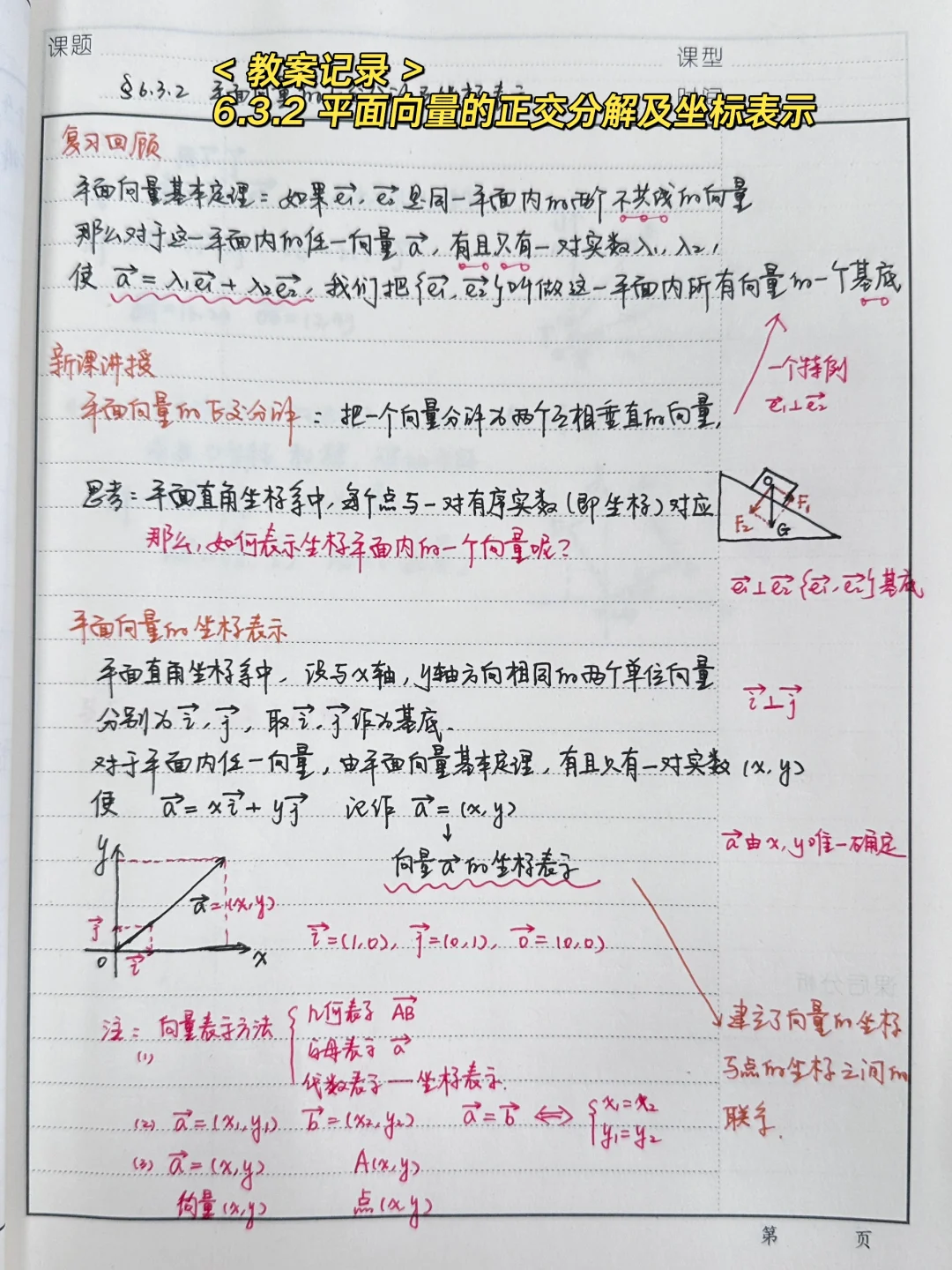 6.3.2 平面向量的正交分解及坐标表示
