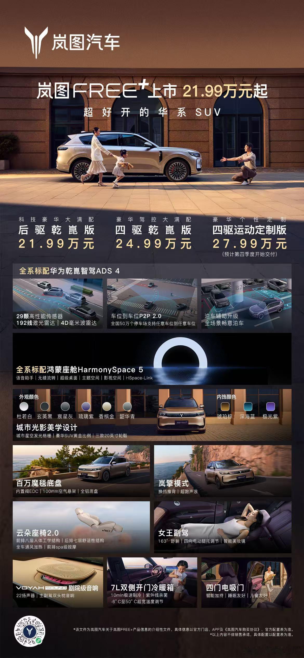 新华AUTO:岚图FREE+这台车，核心亮点就是“标配即满配”。这张图总结得挺到