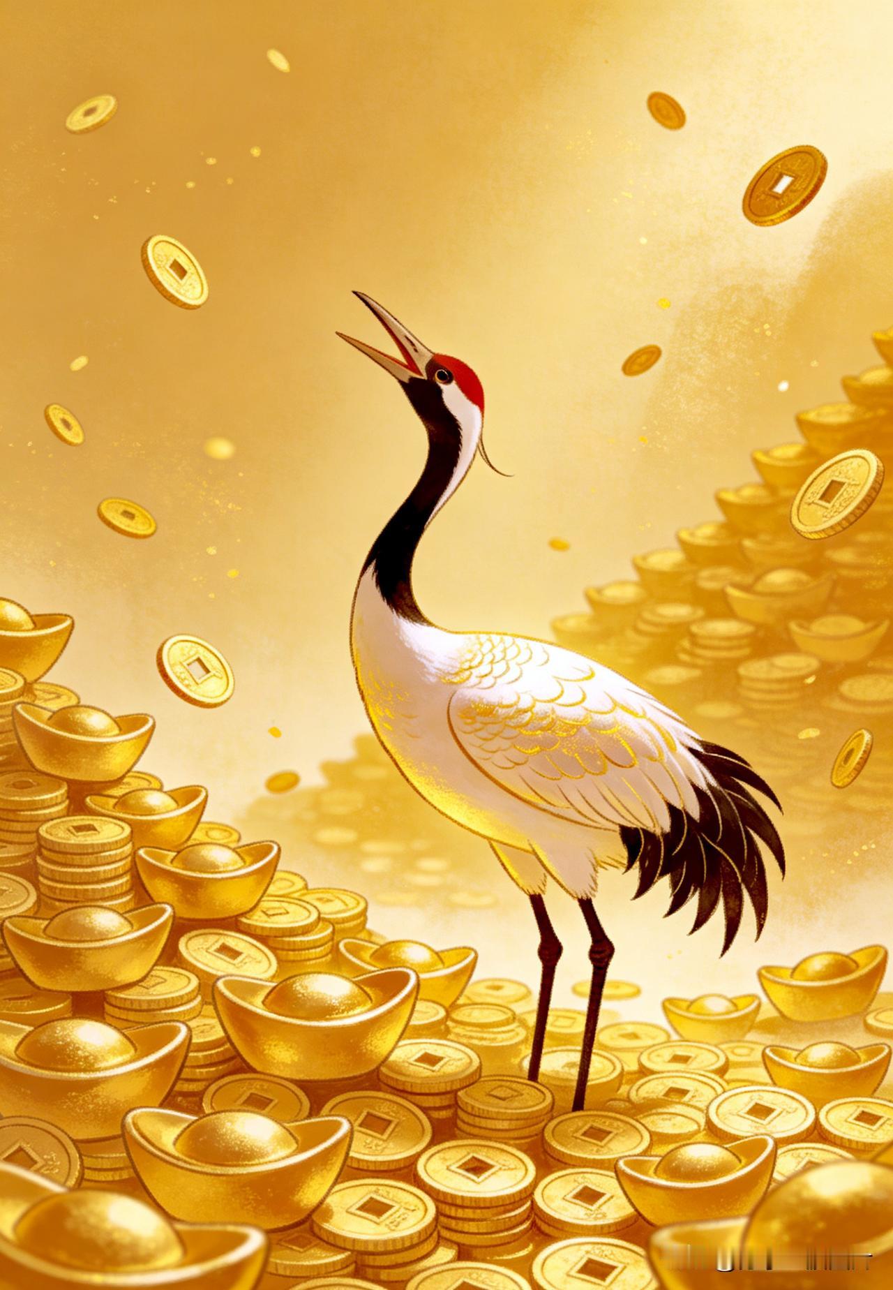 仙鹤鸣叫，横财必到。