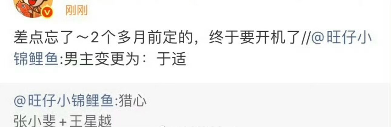 网传猎心换男主网传猎心换角 网传张小斐猎心男主从王星越换成于适了，张末导演的电视