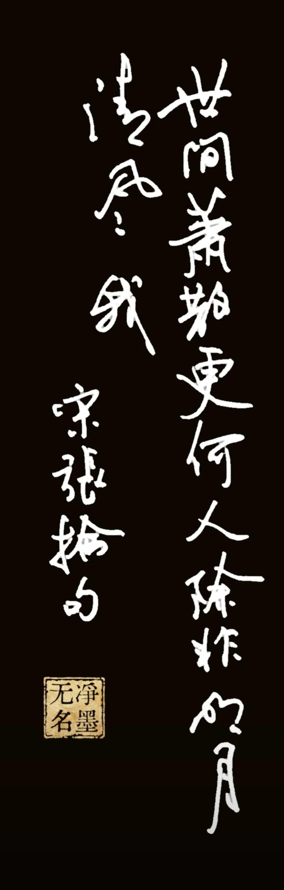 📜 书法释文（竖排从右往左读）
世间萧散更何人，
除非明月清风是我
落款：宋张