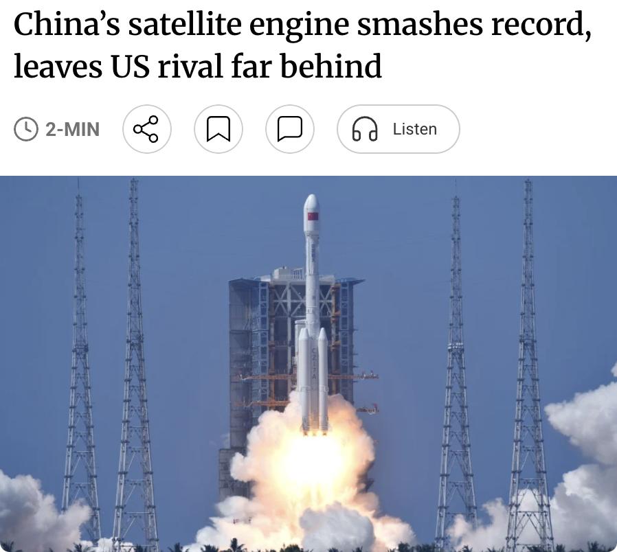 外媒：中国卫星发动机测试创纪录 关键性能大幅提升

中国航天推进技术研究院研发的