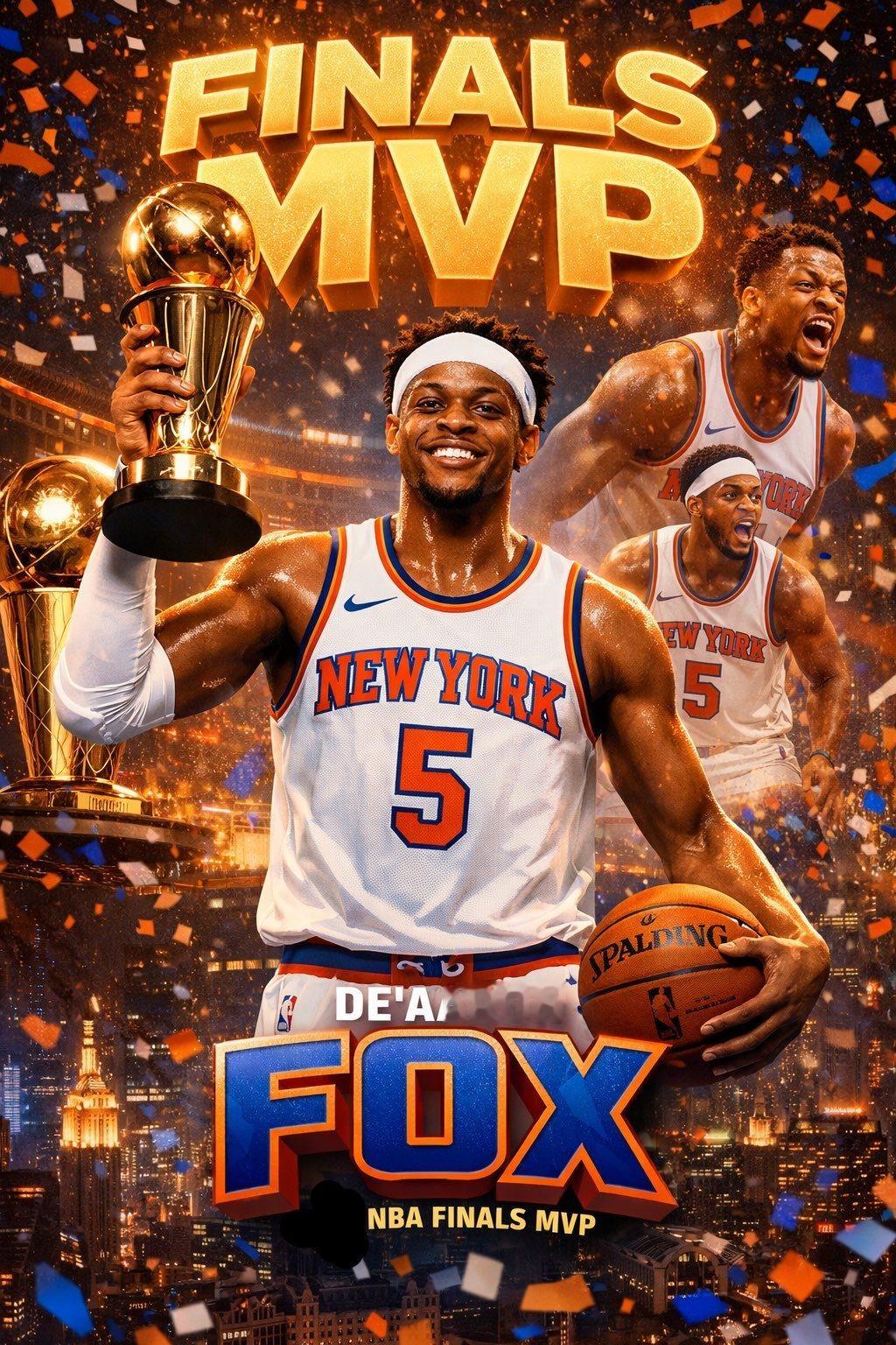 总决赛FMVP——杰伦•布伦森！总决赛常务副FMVP——达龙•福克斯！尼克斯NB