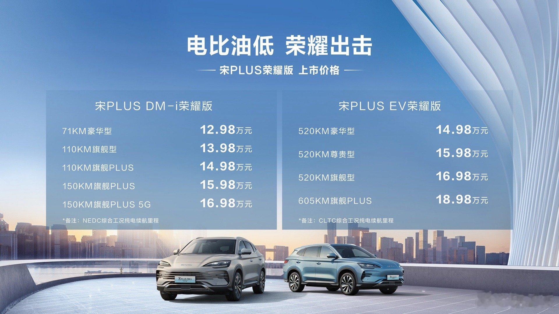 真的杀疯了！！ 比亚迪宋Plus和海豹也出荣耀版了，12.98万，14.98万起