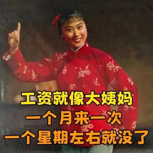 工资到账以为是退款期待发工资前是最开心的，发工资后开始分配怎么样，结果没多久就用