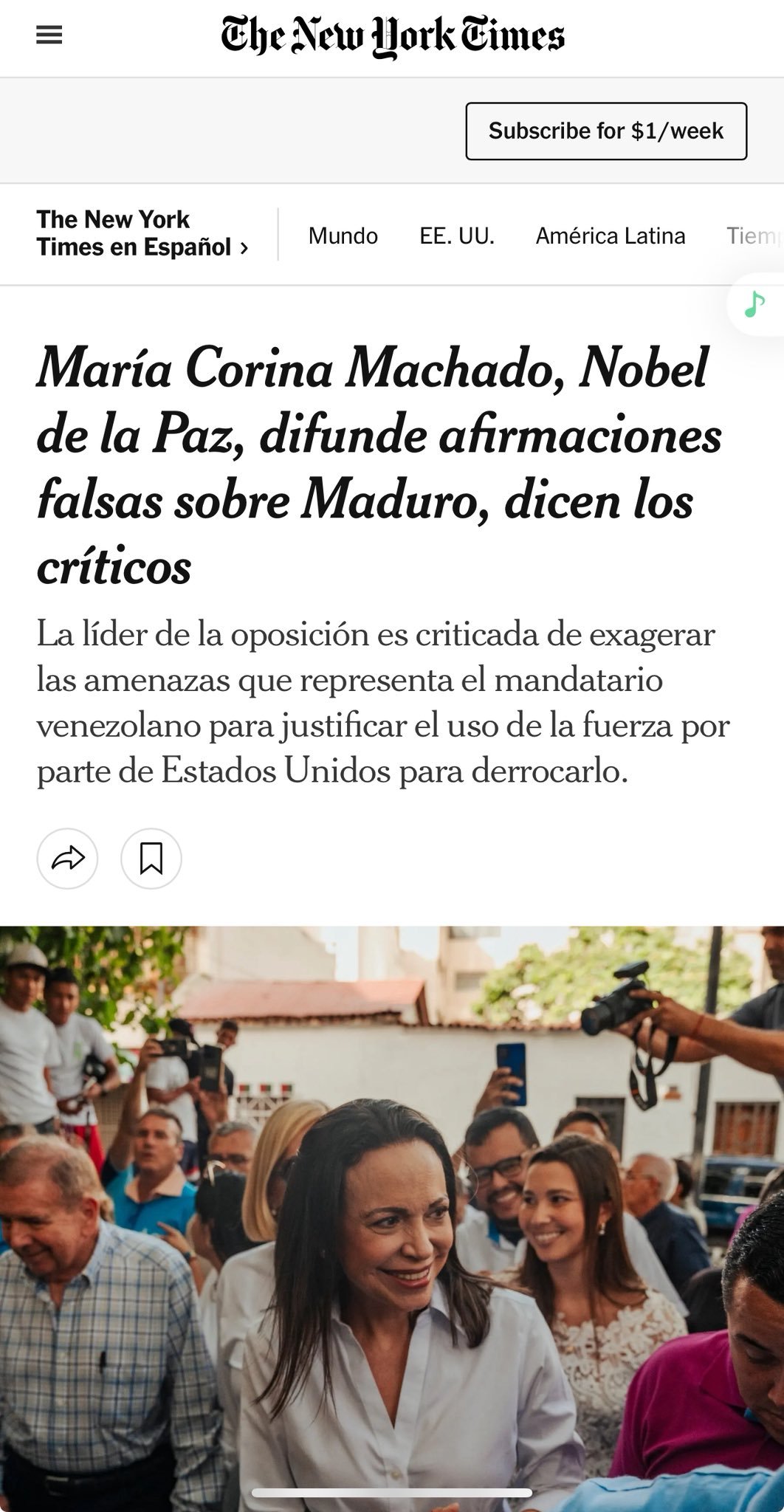 ❗《纽约时报》公开指责潜逃国外的委内瑞拉极右翼恐怖组织头目 玛丽亚·科琳娜·马查