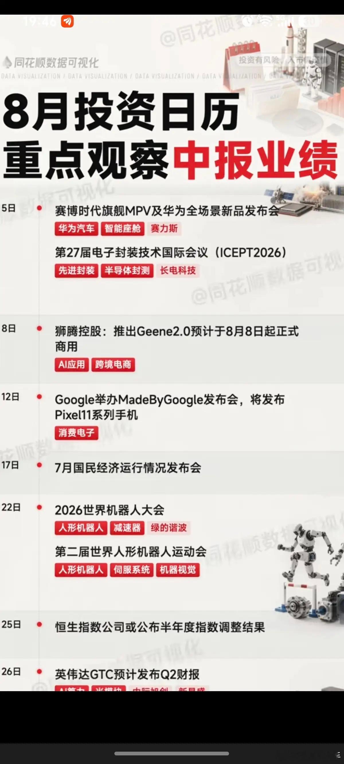 8月投资重点日历，优先留意中报业绩行情！本月值得跟踪的几条催化方向：1、磷酸铁锂