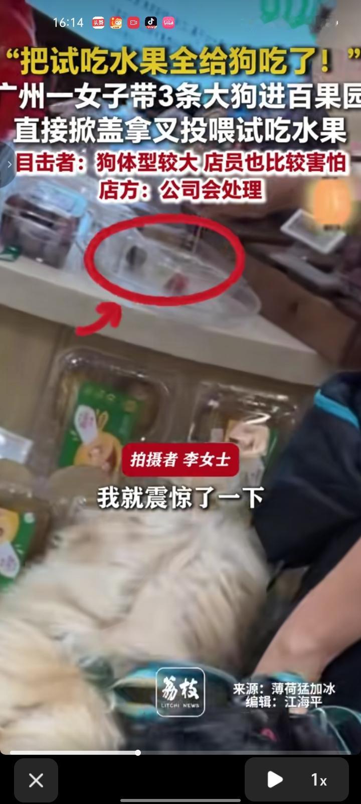 8月12日，广东广州。网友发视频称，在百果园等店员帮忙拿水果时，看见有位女子带了