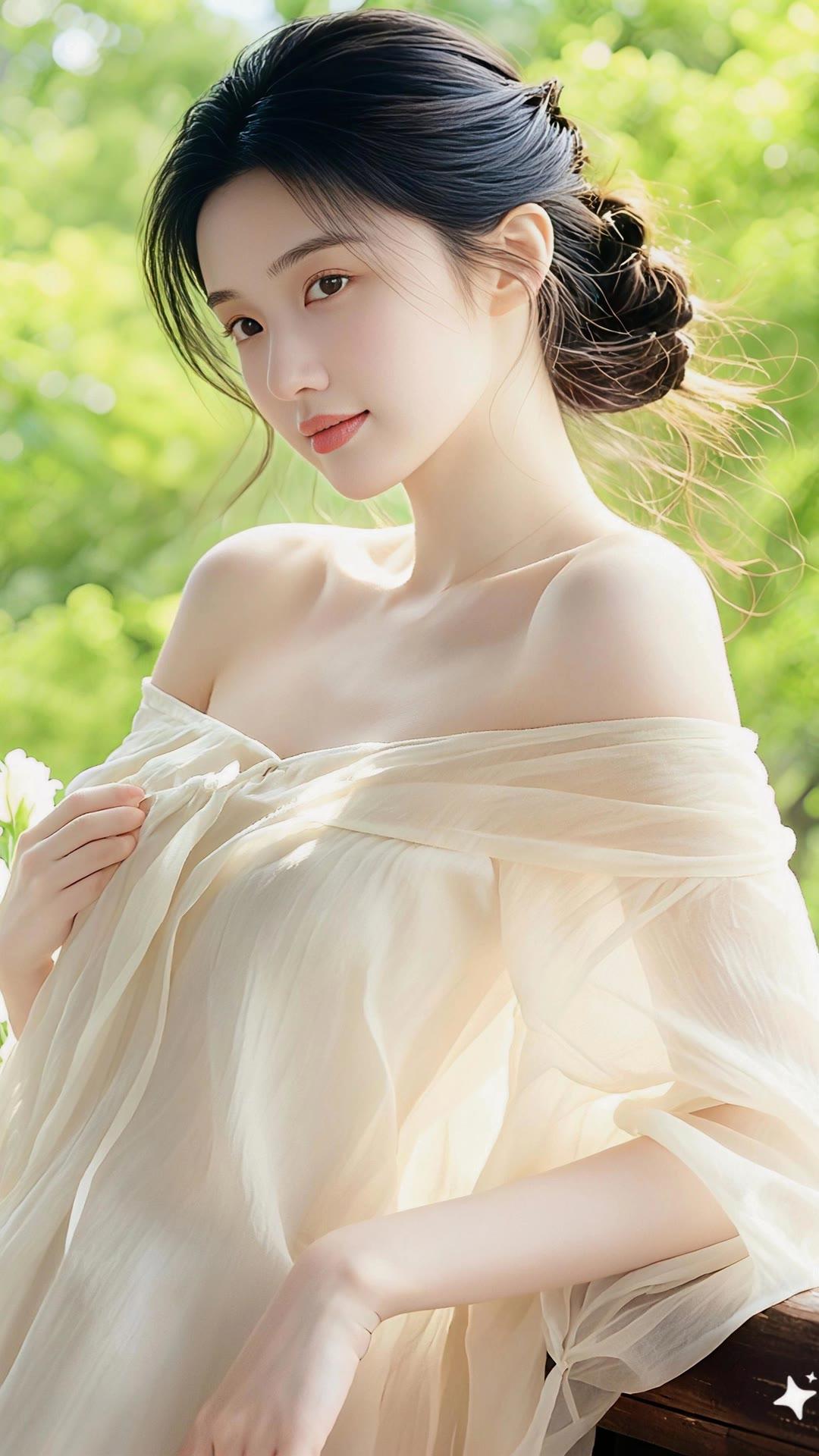 阳光下的温柔少女，浅笑嫣然，美不胜收。