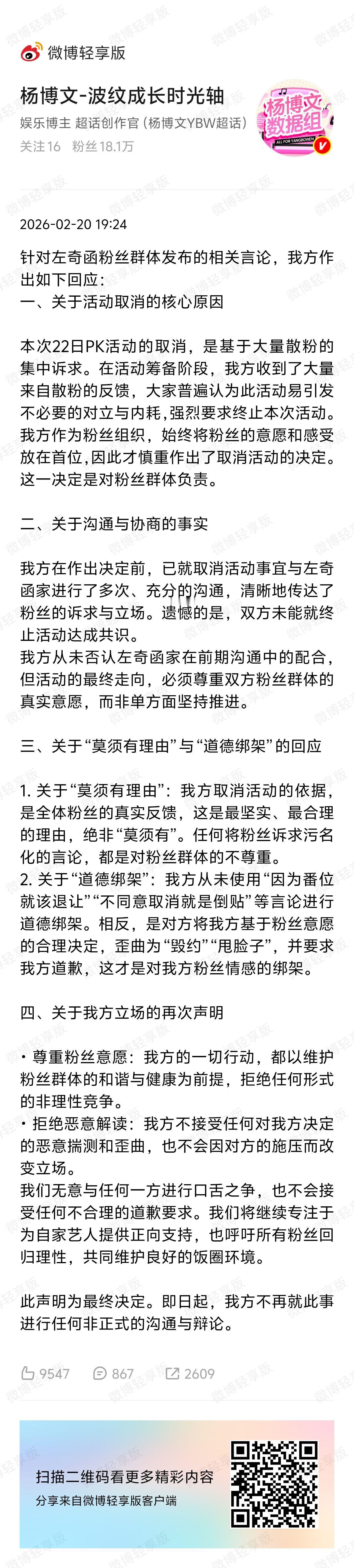 杨博文左奇函PK取消 