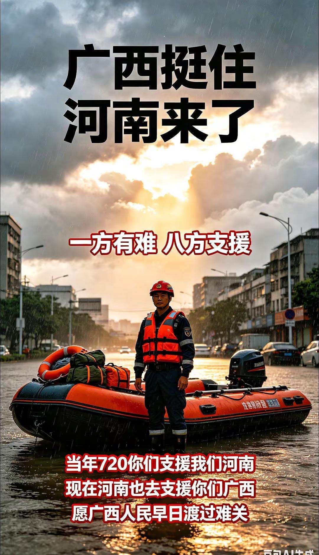. 广西有难，河南来了！广西挺住，河南来了！当年720你们支援我们河南，现在河南