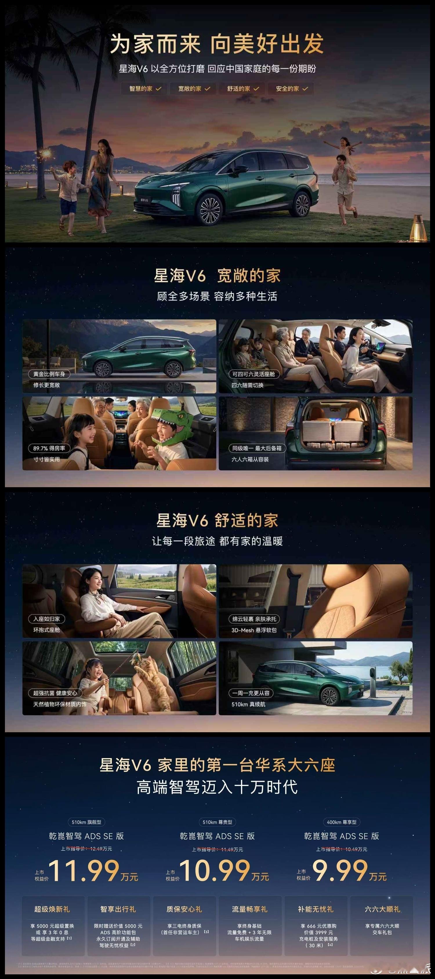 现在的新能源有多卷？来看看刚上市的星海V6，10万块不仅能买到大六座，还能买到华