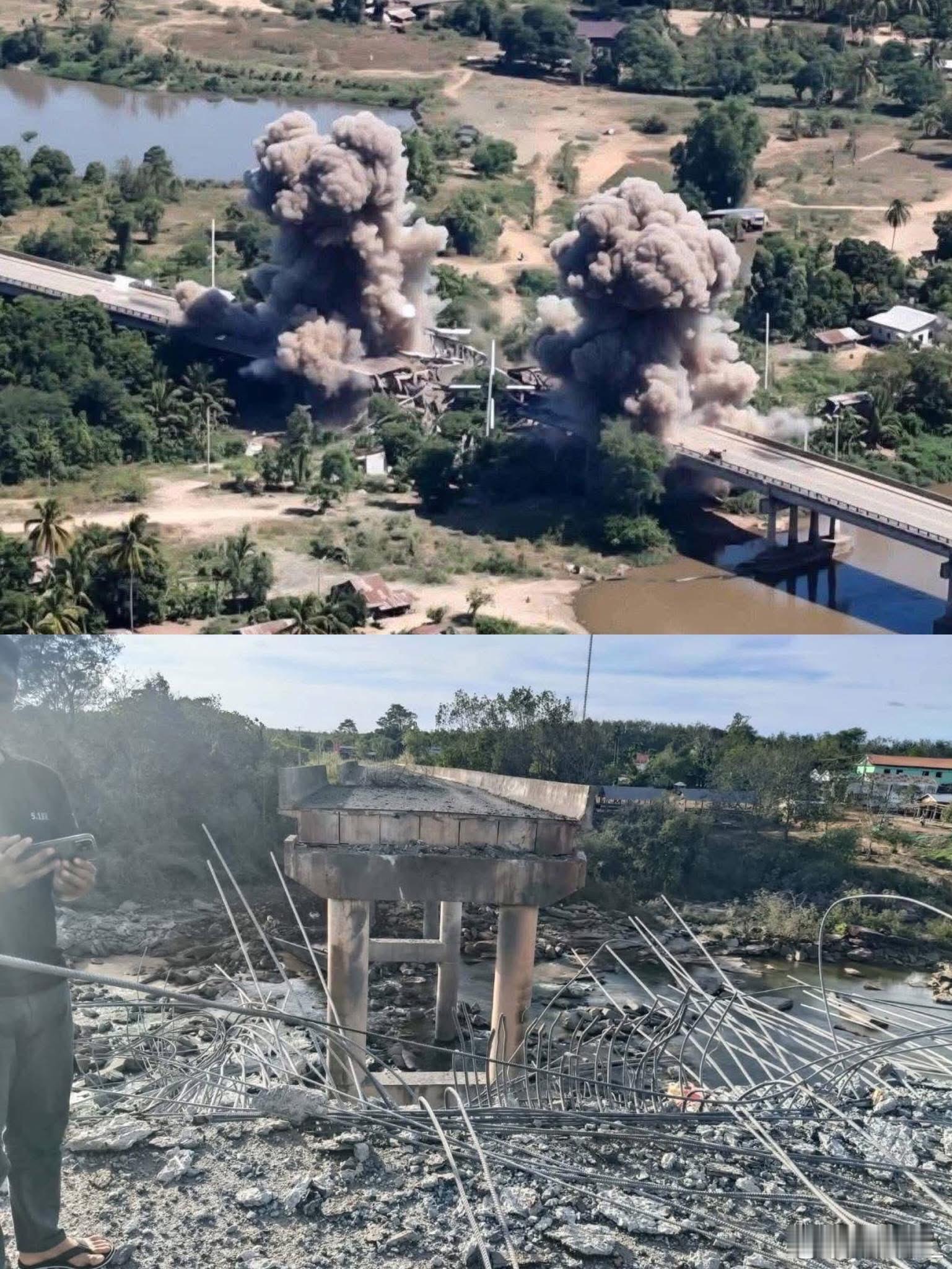 柬埔寨普尔萨特省的梅特克大桥被泰军飞机炸毁。冲突持续下去的话，柬埔寨的损失将非常