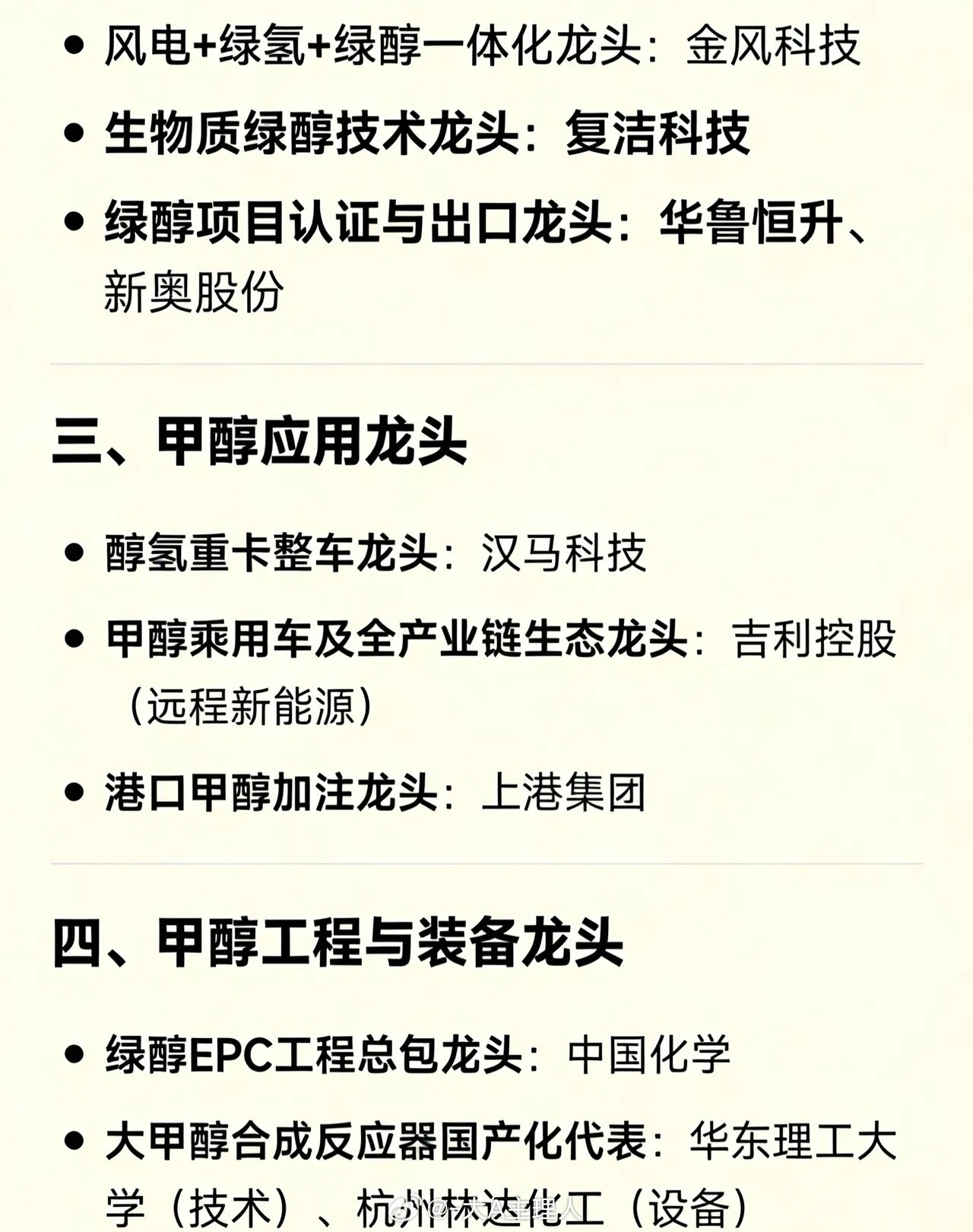 甲醇概念相关企业的龙头定位汇总一、甲醇生产龙头煤制甲醇龙头：宝丰能源天然气制甲醇