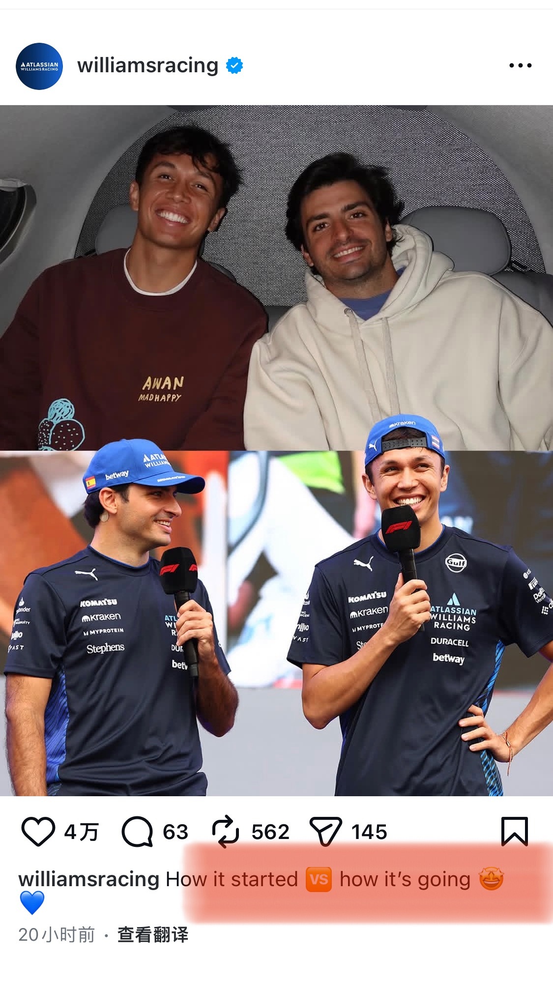 威队这文案整的和cp头子一样F1