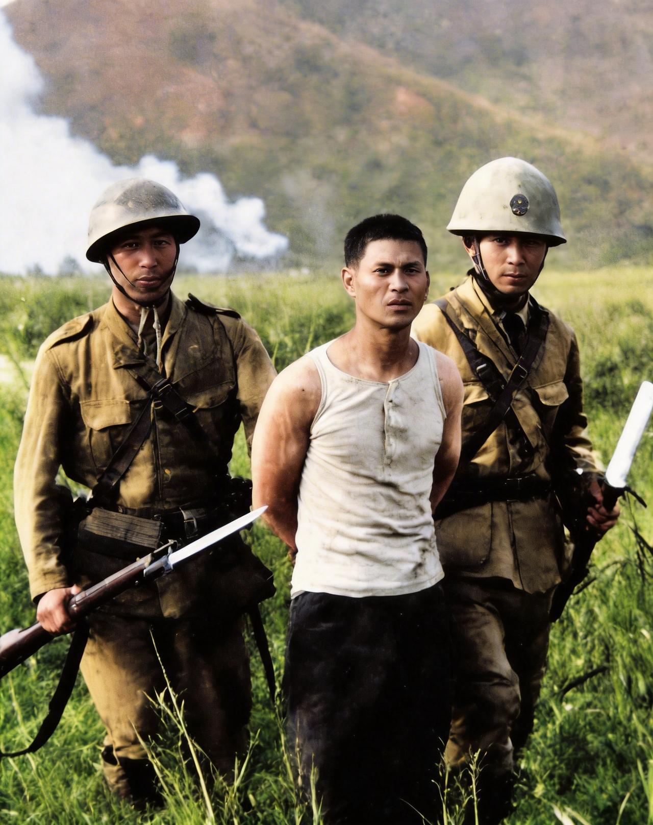 这是1938年徐州会战中一名中国侦察员不幸被日寇识破而被俘。随后，日寇将这名侦察