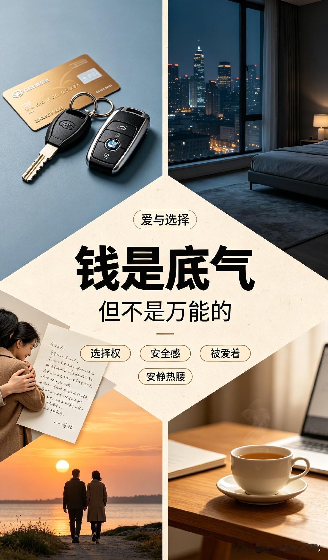 我完全认同：钱绝对不是万能的
 
钱可以买病房，买不来健康
可以买陪伴，买不来真