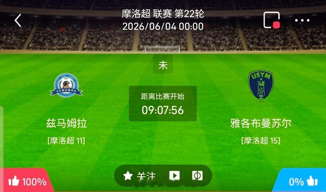 【足球】周三摩洛超联赛方向：泽拉马vs雅各布曼苏摩洛超：泽拉马VS雅各布曼苏时间
