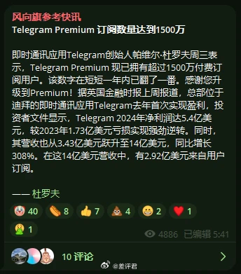 我是真的没想到，Telegram 居然真能把付费会员这条路跑通。。。目前，250