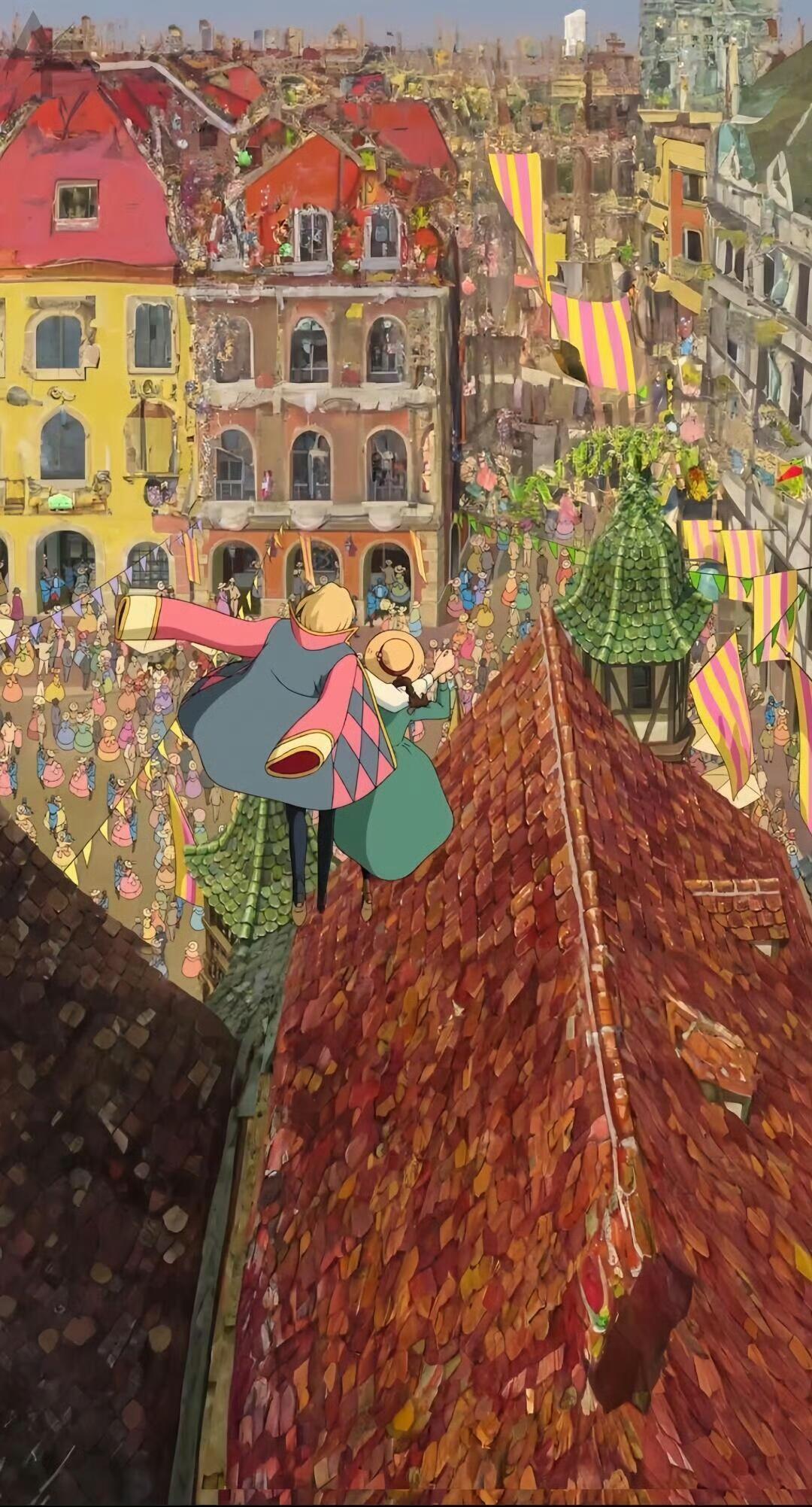 春日企画壁纸 哈尔的移动城堡壁纸“爱，不是寻找一个完美的人，而是学会以完美的眼光