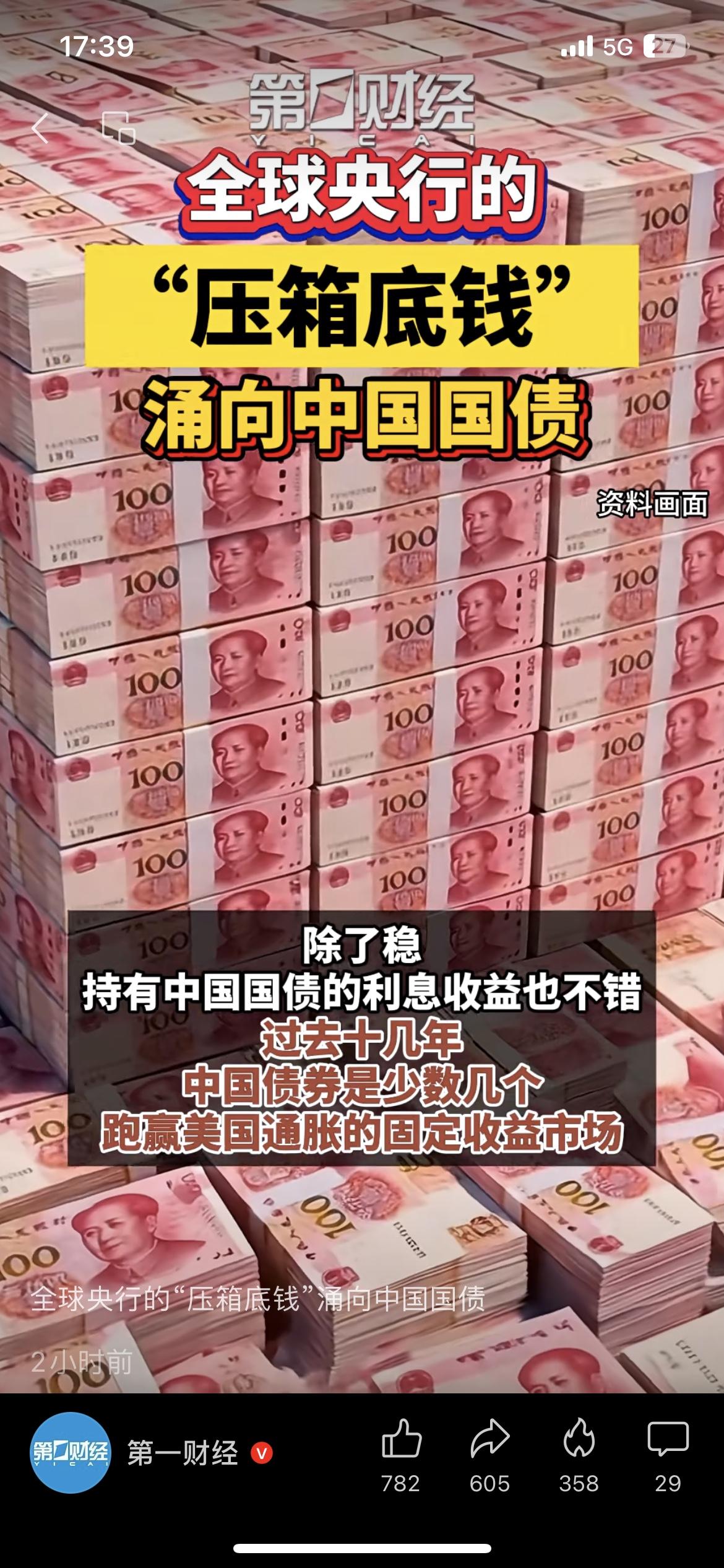 全球央行狂买中国债！跑赢通胀，稳到离谱

全球央行的压箱底钱，正在大规模涌入中国