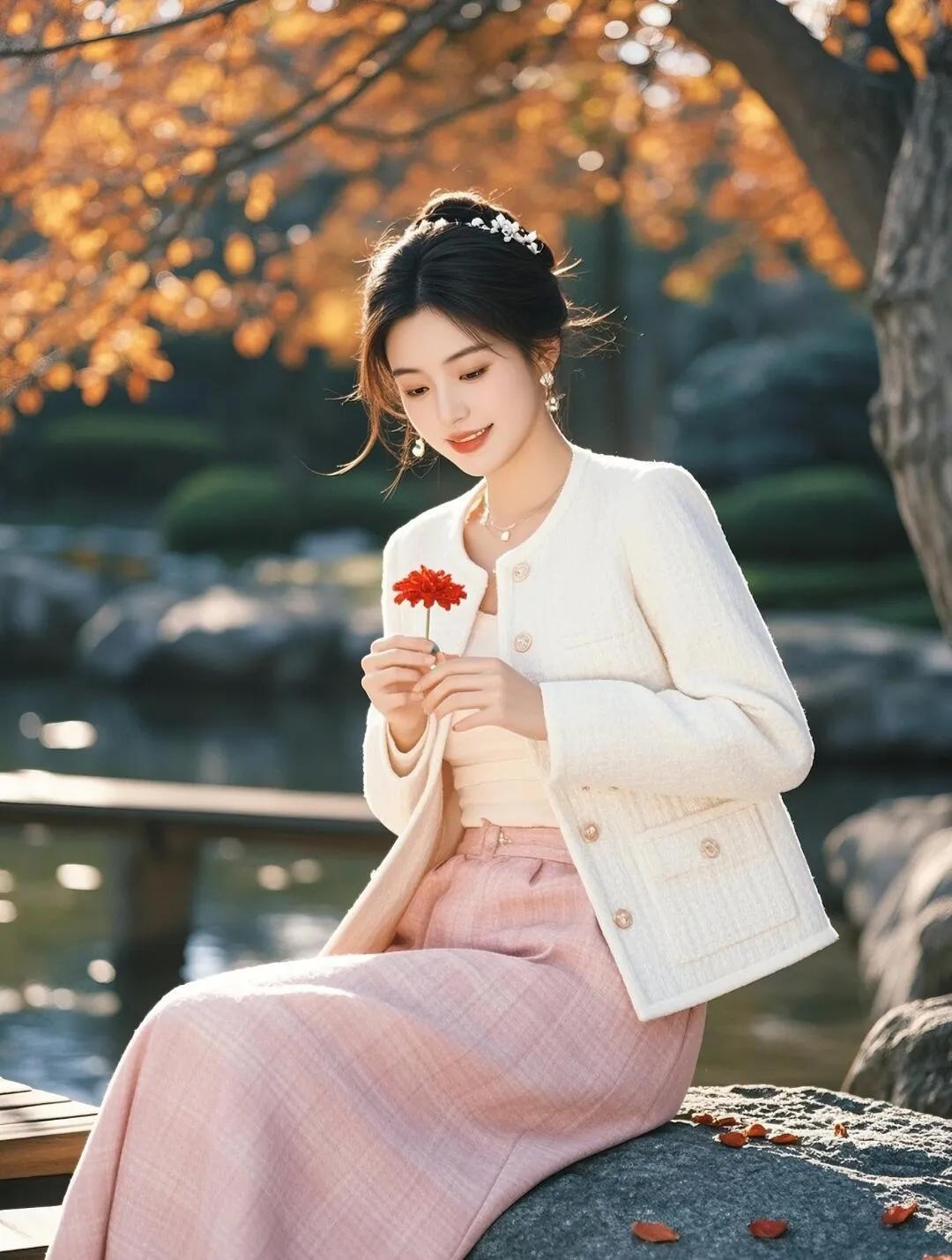 红裙轻舞步#花影伴人归#如诗如画#多款温柔风穿搭