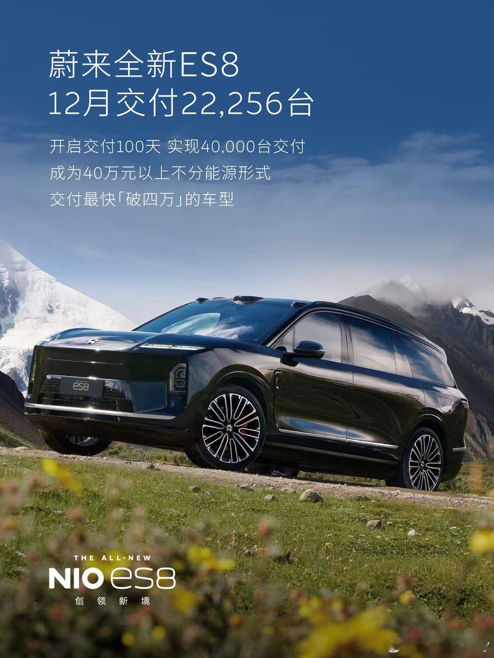 蔚来ES8 12月交付22256台占了蔚来总交付量的一半左右这款40万+的纯电豪
