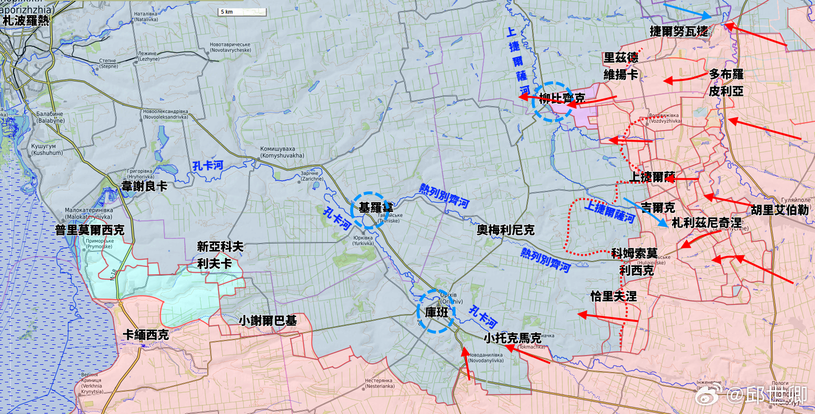 札波羅熱方向，俄羅斯國防部宣布控制柳比齊克。這意味著「東部」戰術集群突破了烏軍機