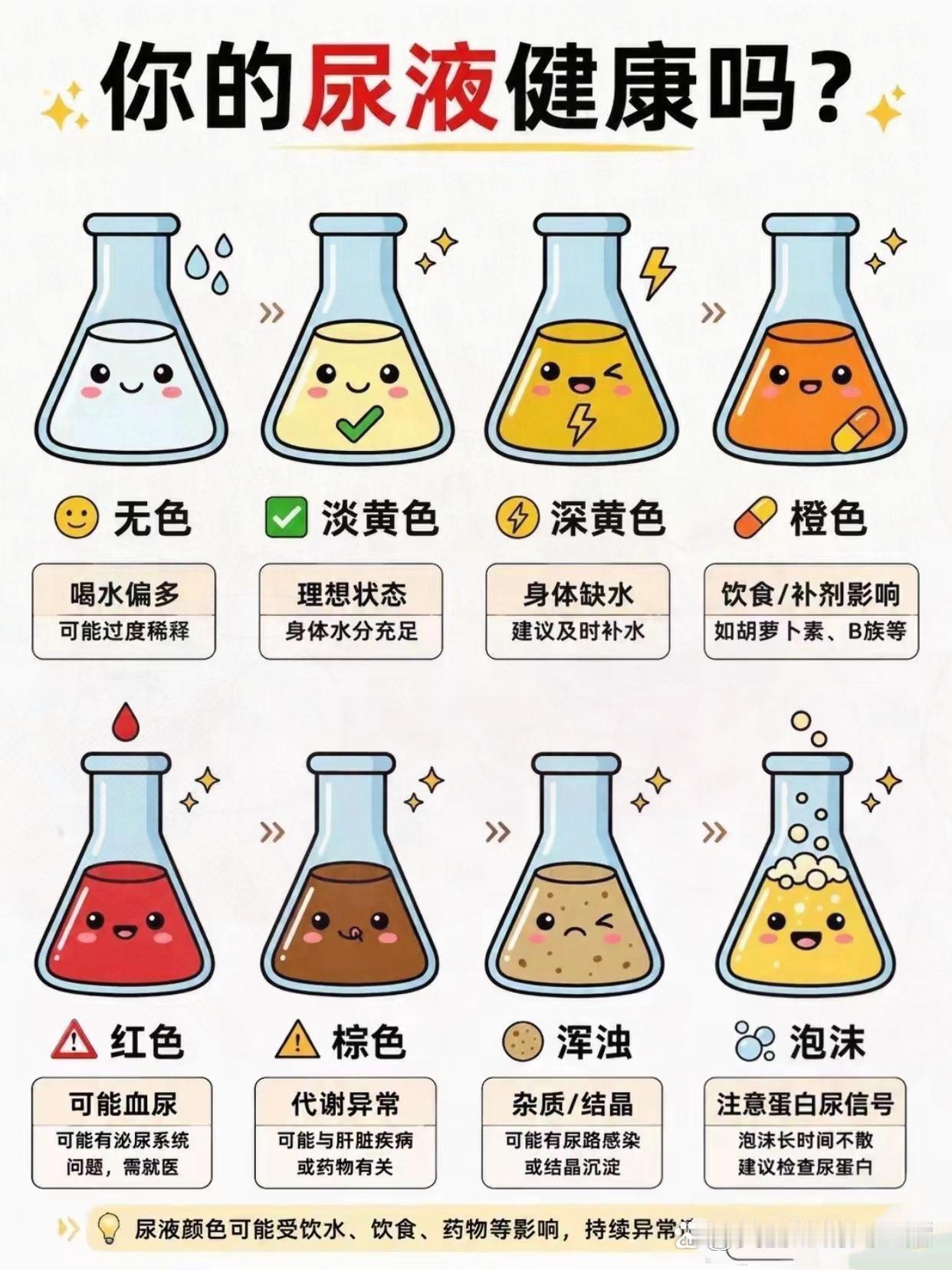 不同颜色尿液带表什么，一图见解