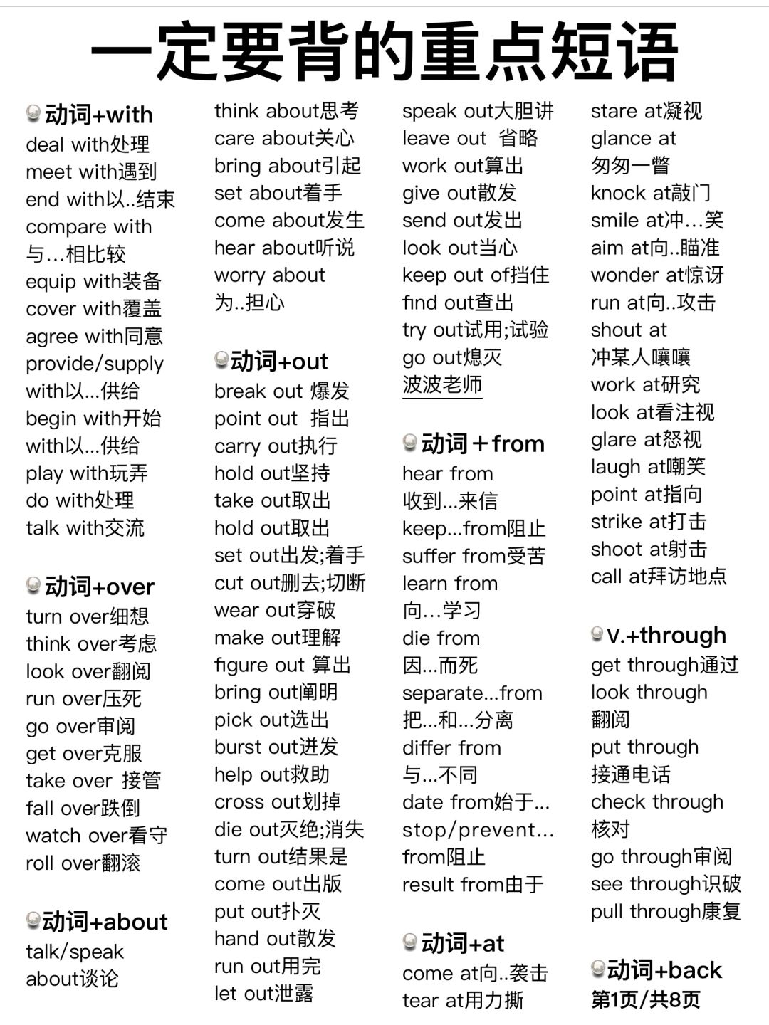 一定要背的重点短语！5天背完！完形牛了啊！