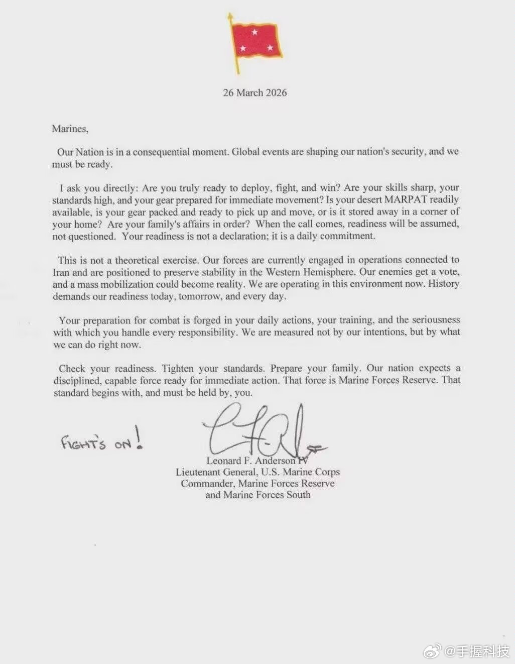 美军为在伊朗数周地面行动做准备昨天还流出了一张美国海军陆战队预备役部队的战备动员