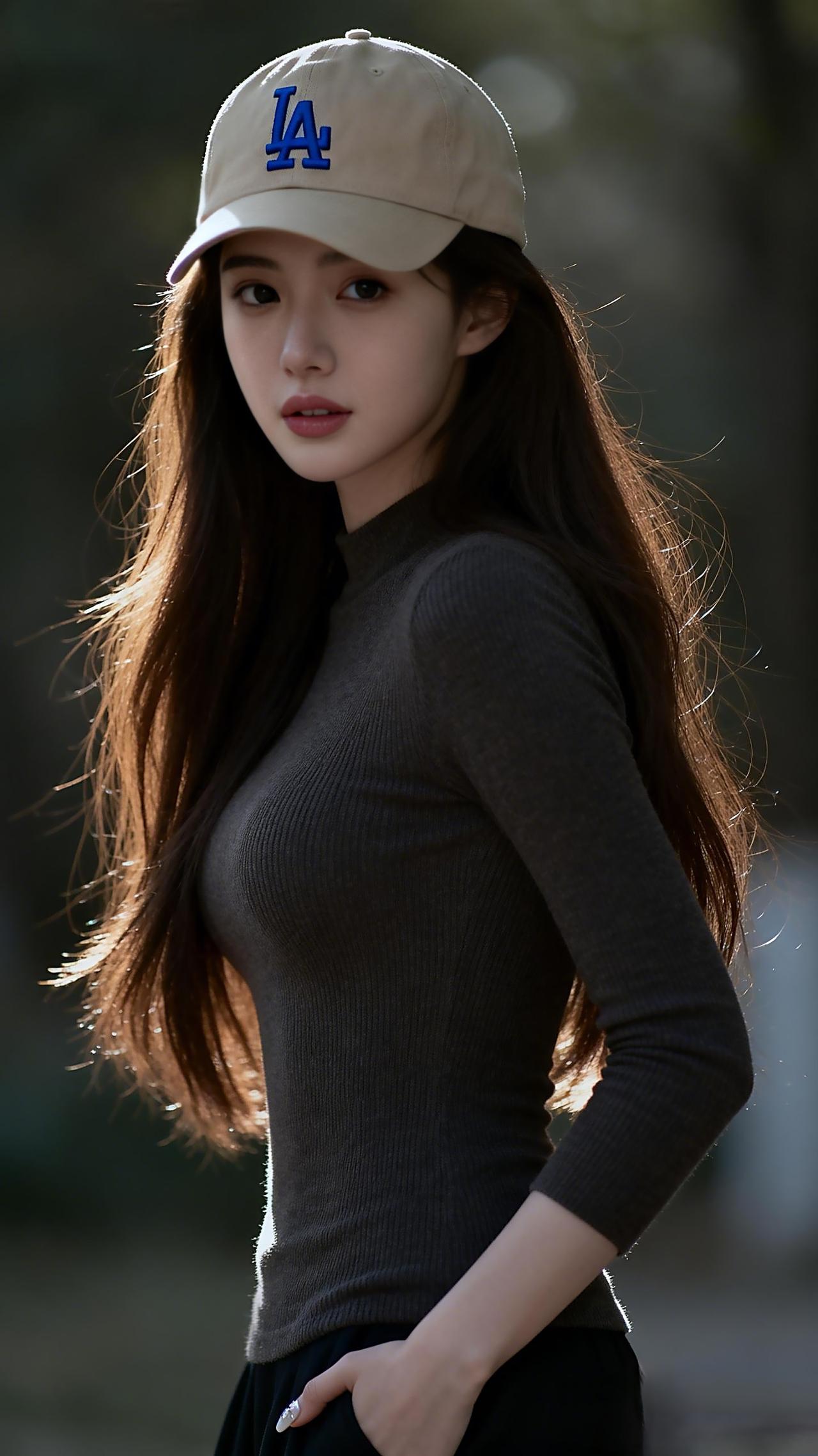 漫步湖畔，墨镜藏起情绪，针织衫裹住温柔。在水光树影间，让脚步慢下来，让心情随微风