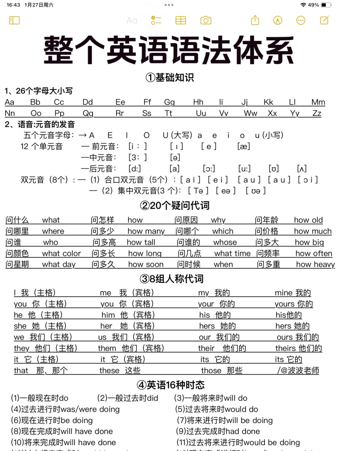 赶紧收藏‼️整个英语语法体系！基础差救星！