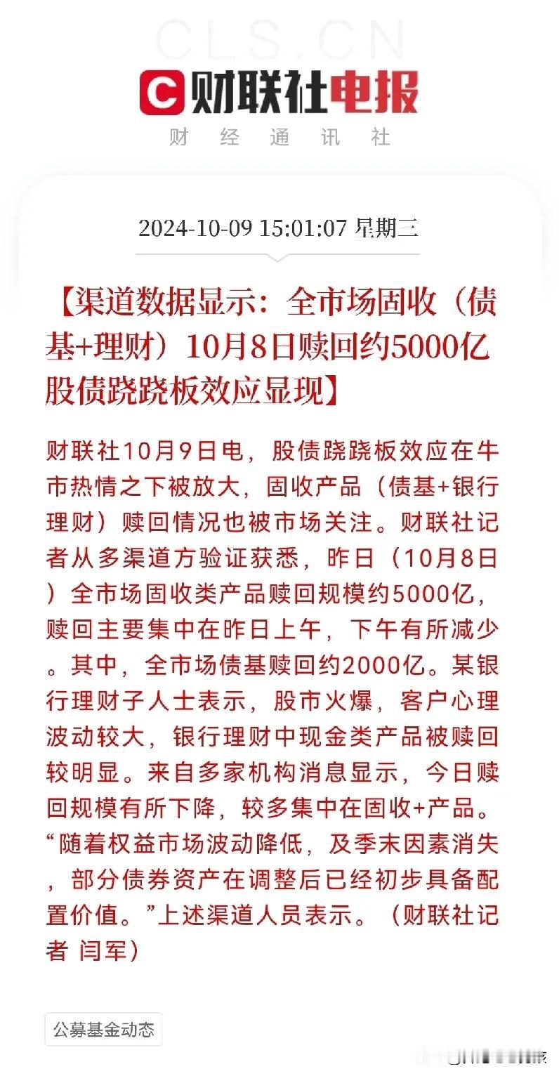 也许今天的大跌是好事…
这5000亿赎回资金还在路上没有成为韭菜，今天应该会让大