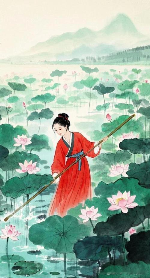 《晓起看荷》
——清·钱蘅生
窗前帘捲挹微凉，
花放池塘露亦香。
晓色含清人寂寂
