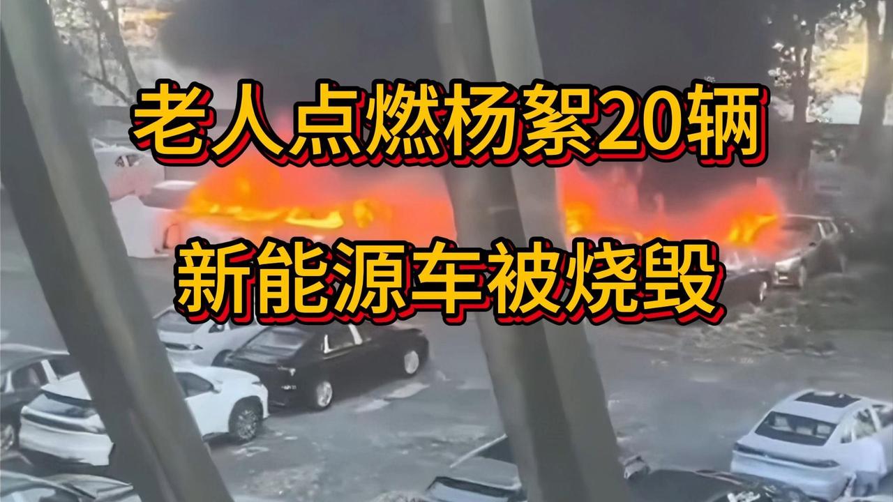 杨絮点燃20辆新能源车
5月30日，一段视频在网上火了。
一个停车场，好几辆车烧
