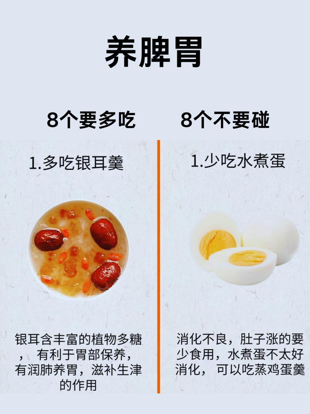 脾胃虚弱要调理，牢记8多吃8不吃。 