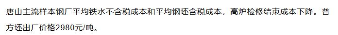 【融配达*午安资讯】本周唐山钢厂处于亏损边缘，亏损减少！