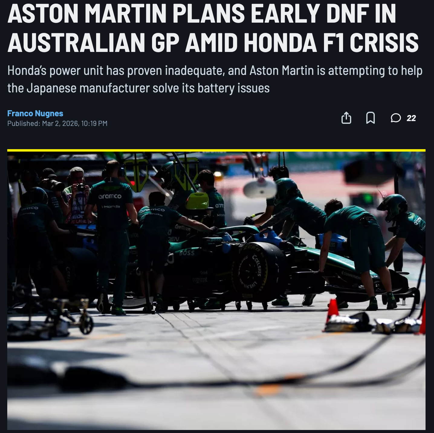 离大谱～ 是真的？还是炒作？阿斯顿-马丁计划在 2026F1澳大利亚大奖赛 主动