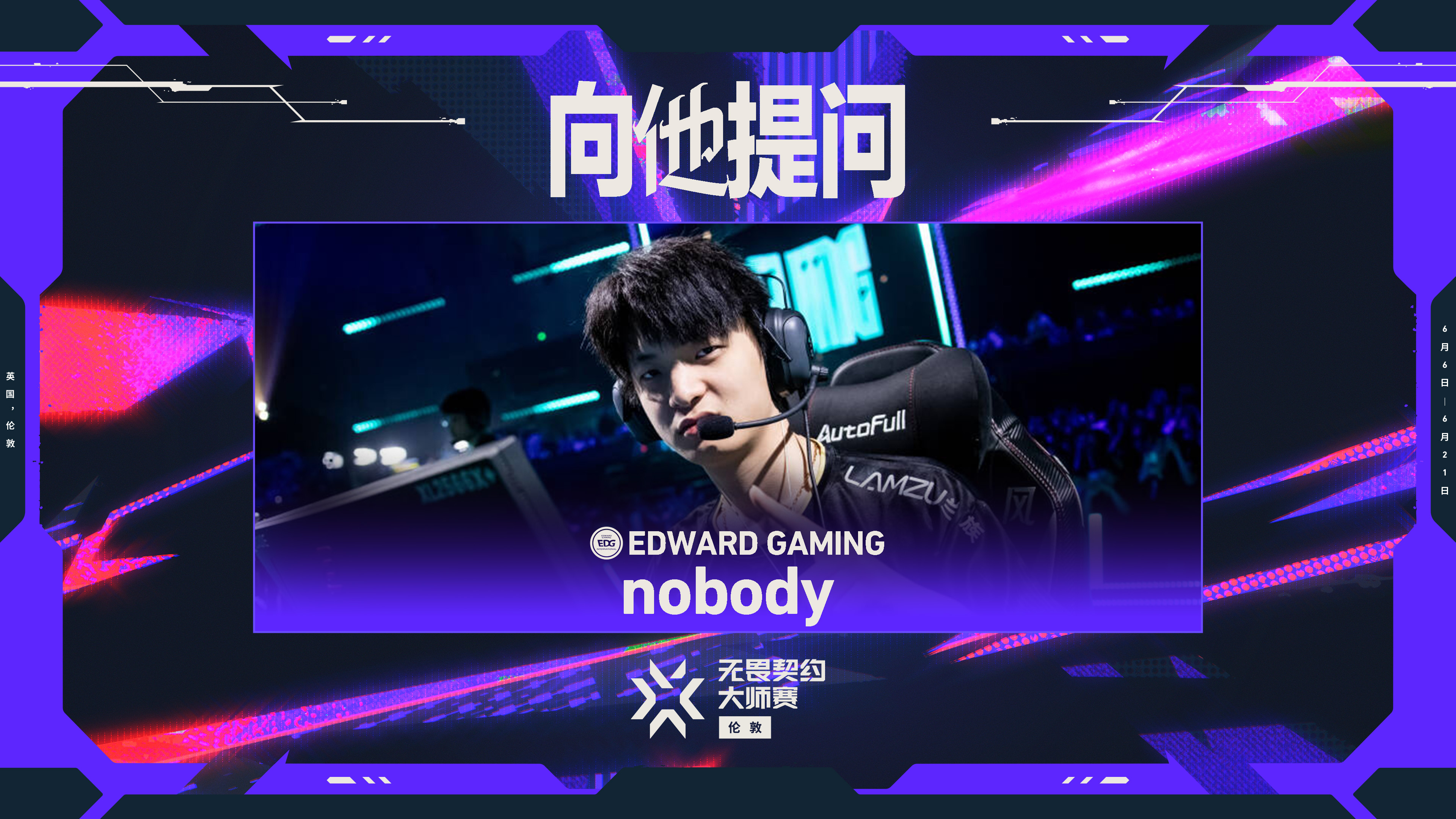 无畏契约伦敦大师赛  EDG的nobody和Smoggy选手将接受你的提问，并在