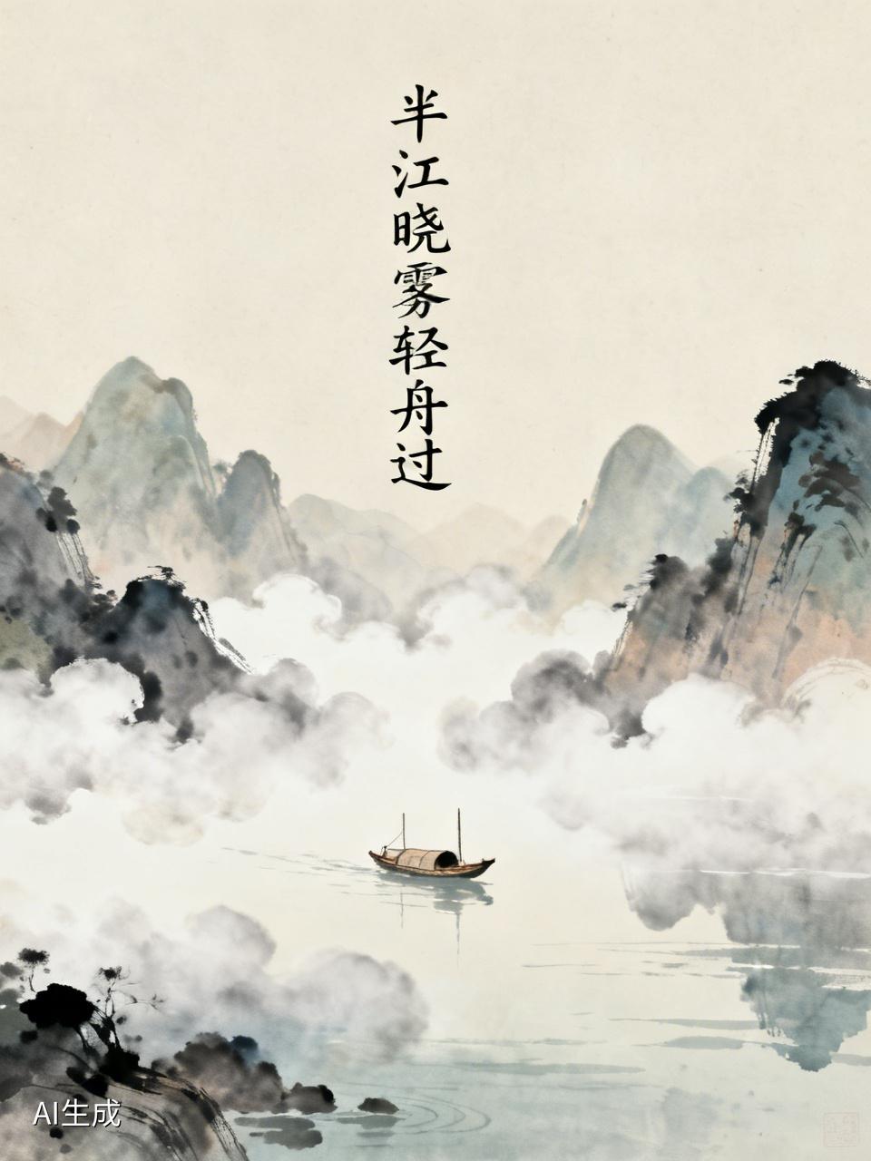 此等画面，宛如仙境降临人间。那半江晓雾，似是九天之上仙女遗落的纱幔，轻柔地覆在江