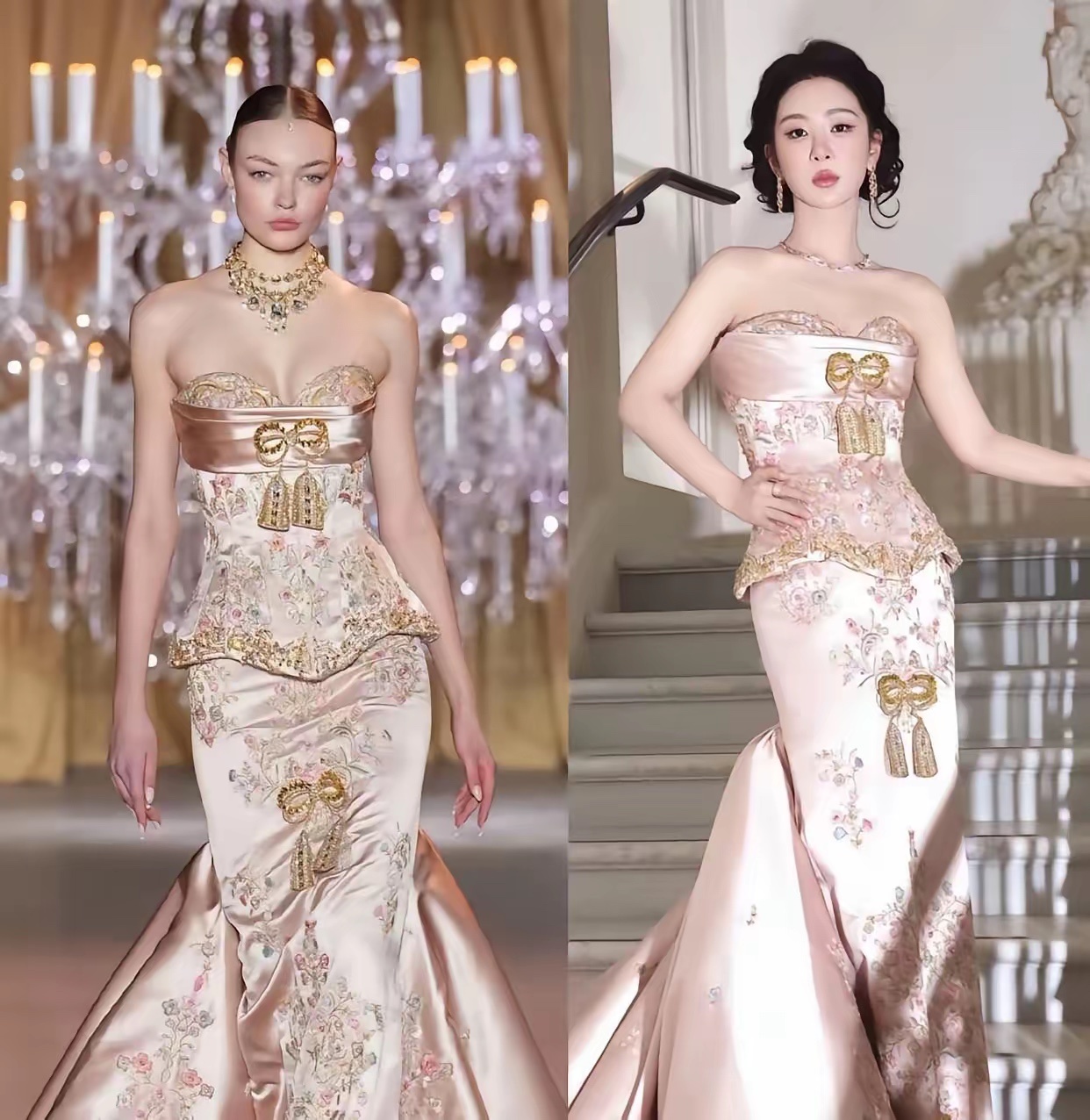 同款高定礼服，美感大不同！你觉着谁更好看? 