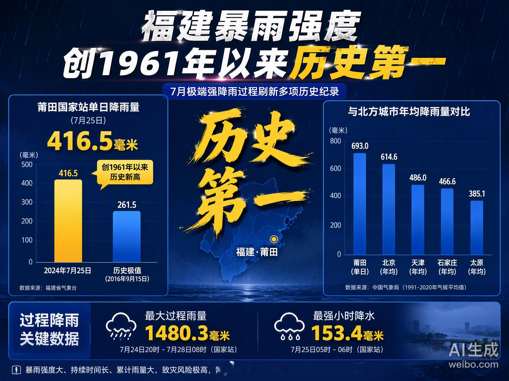 台风“沙德尔”带来的这轮暴雨，强度确实吓人。莆田单日降雨量416.5毫米，打破了